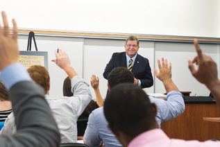 Professor Hardesty teaches class